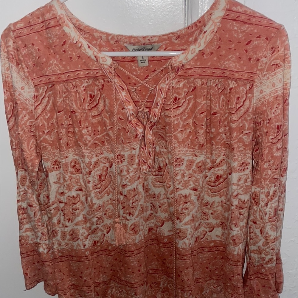Anthropologie Pink V-neck 3/4 Sleeve Relaxed Blouse